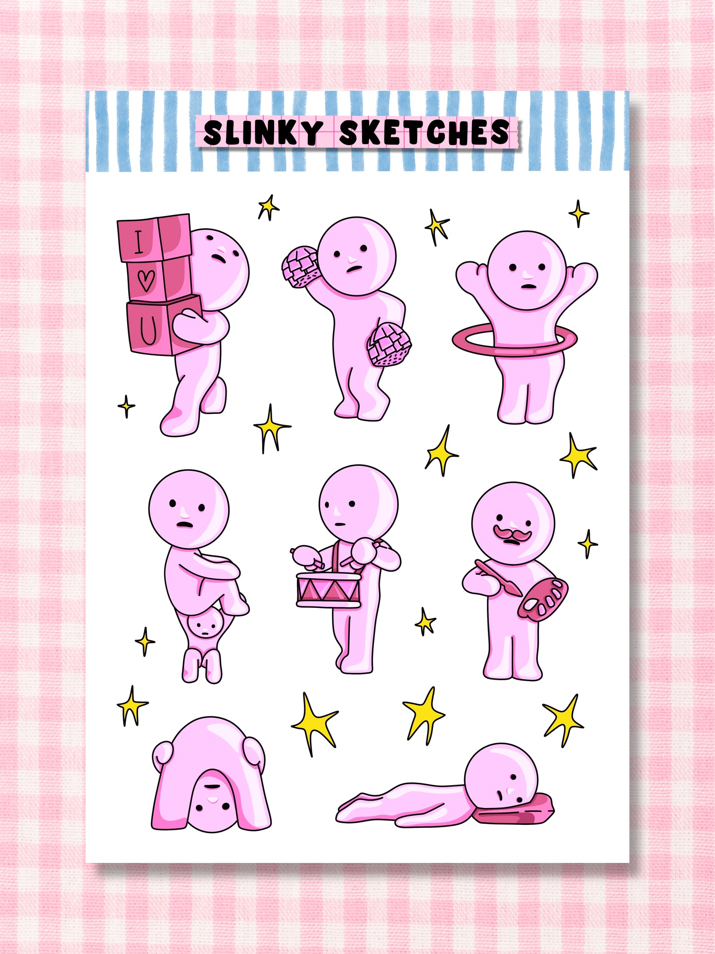 Pink Guys A6 Sticker Sheet