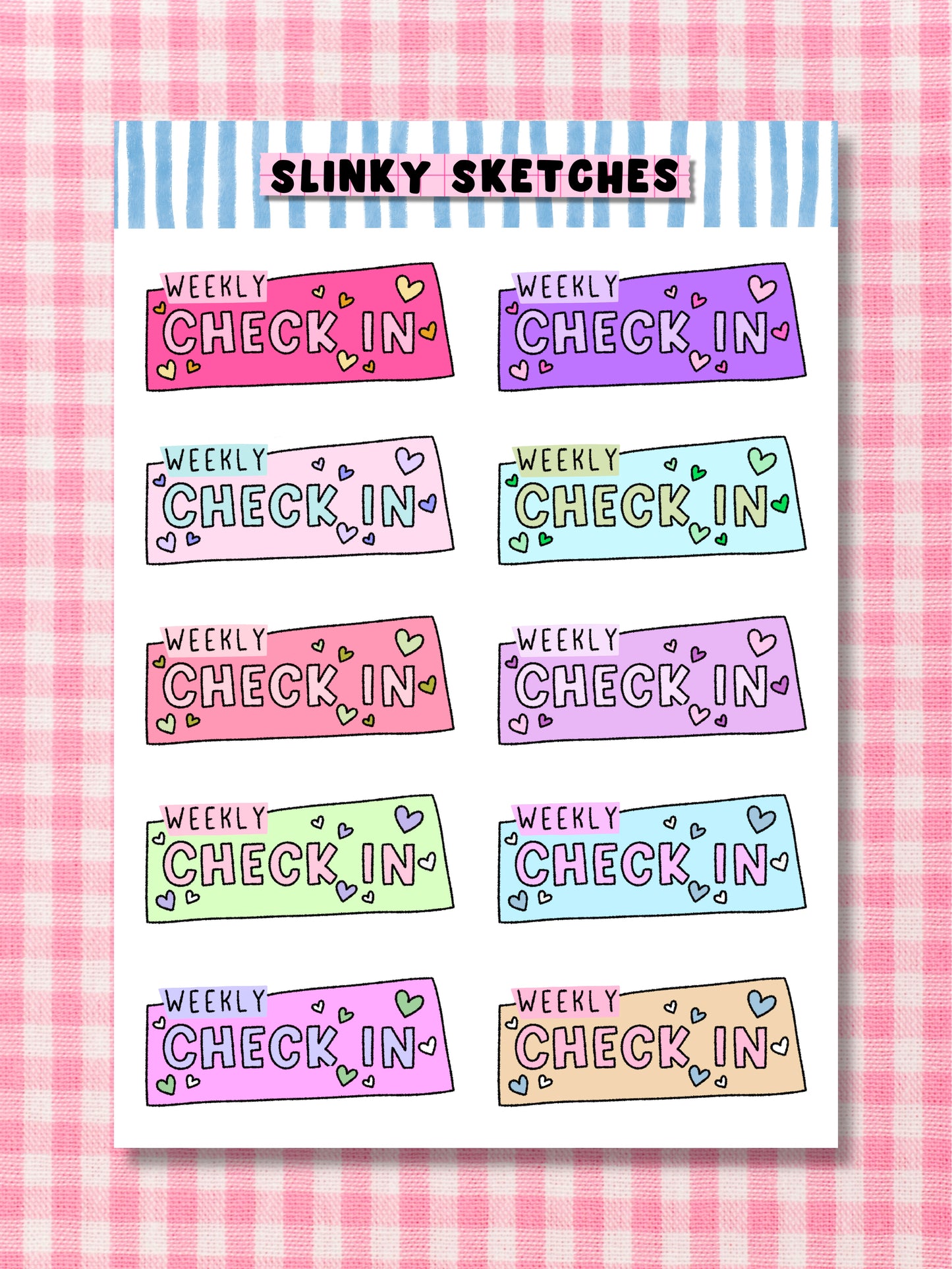 Heart Check In Sticker Sheet