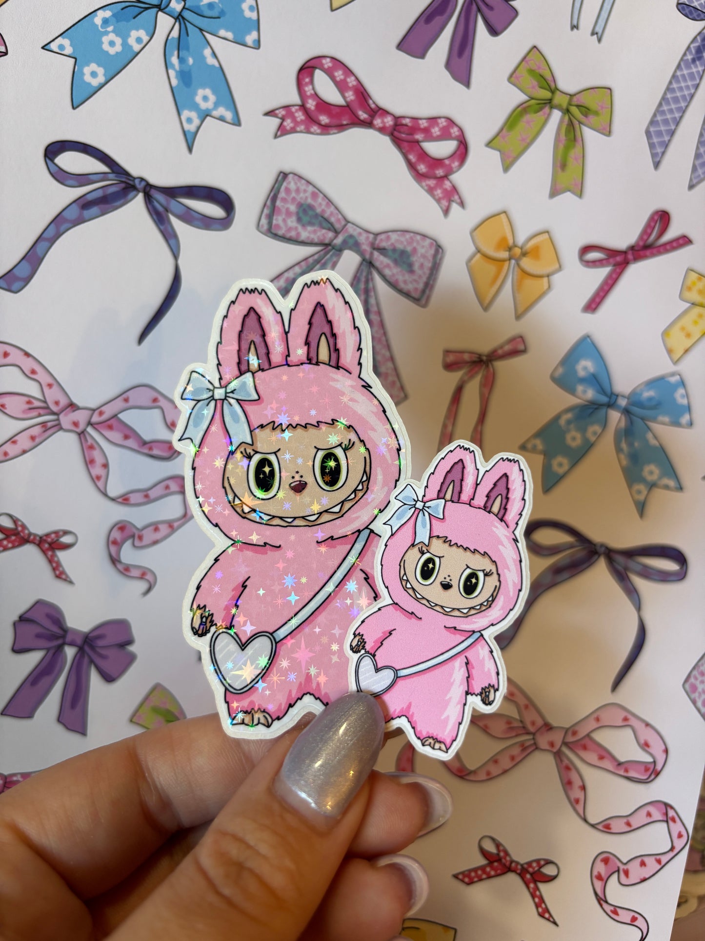 Pink Furry Easy Peel Sticker