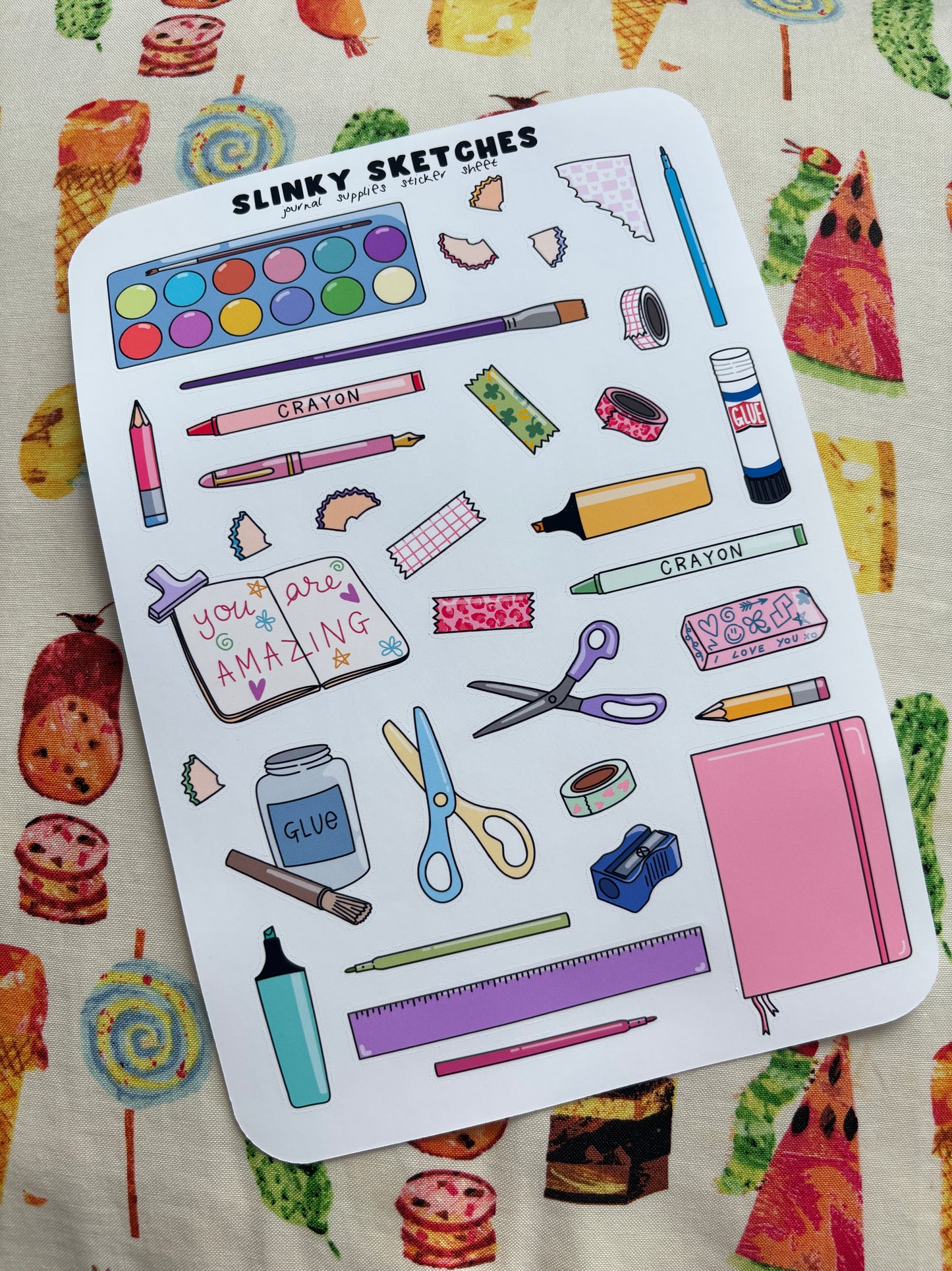 Journal Supplies Sticker Sheet
