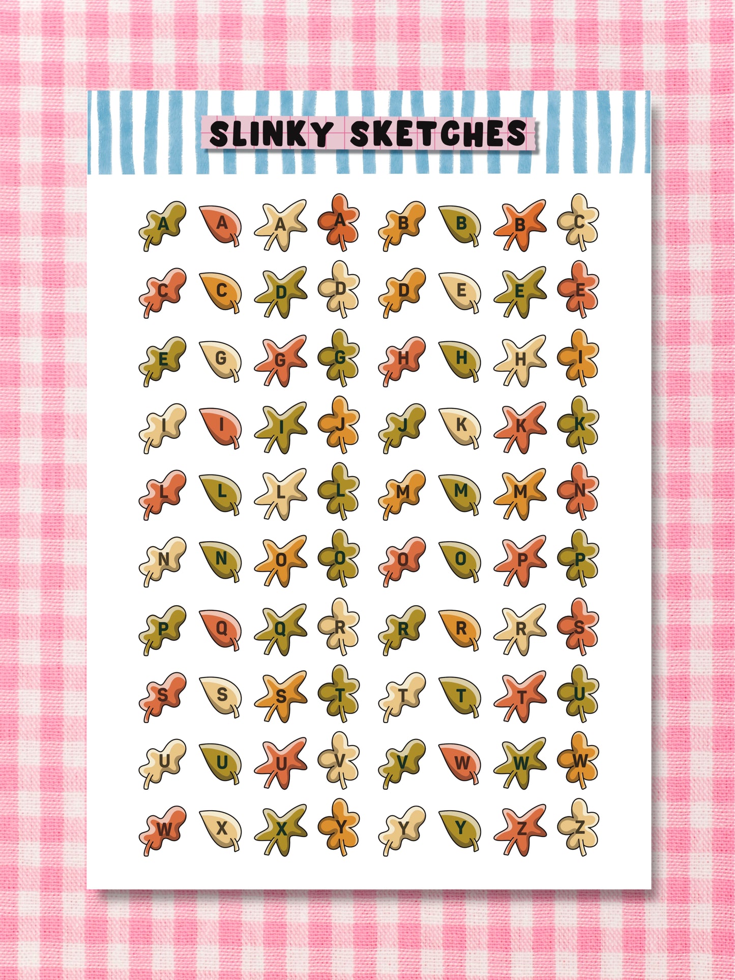 A5 Leaves Lettering Sticker Sheet