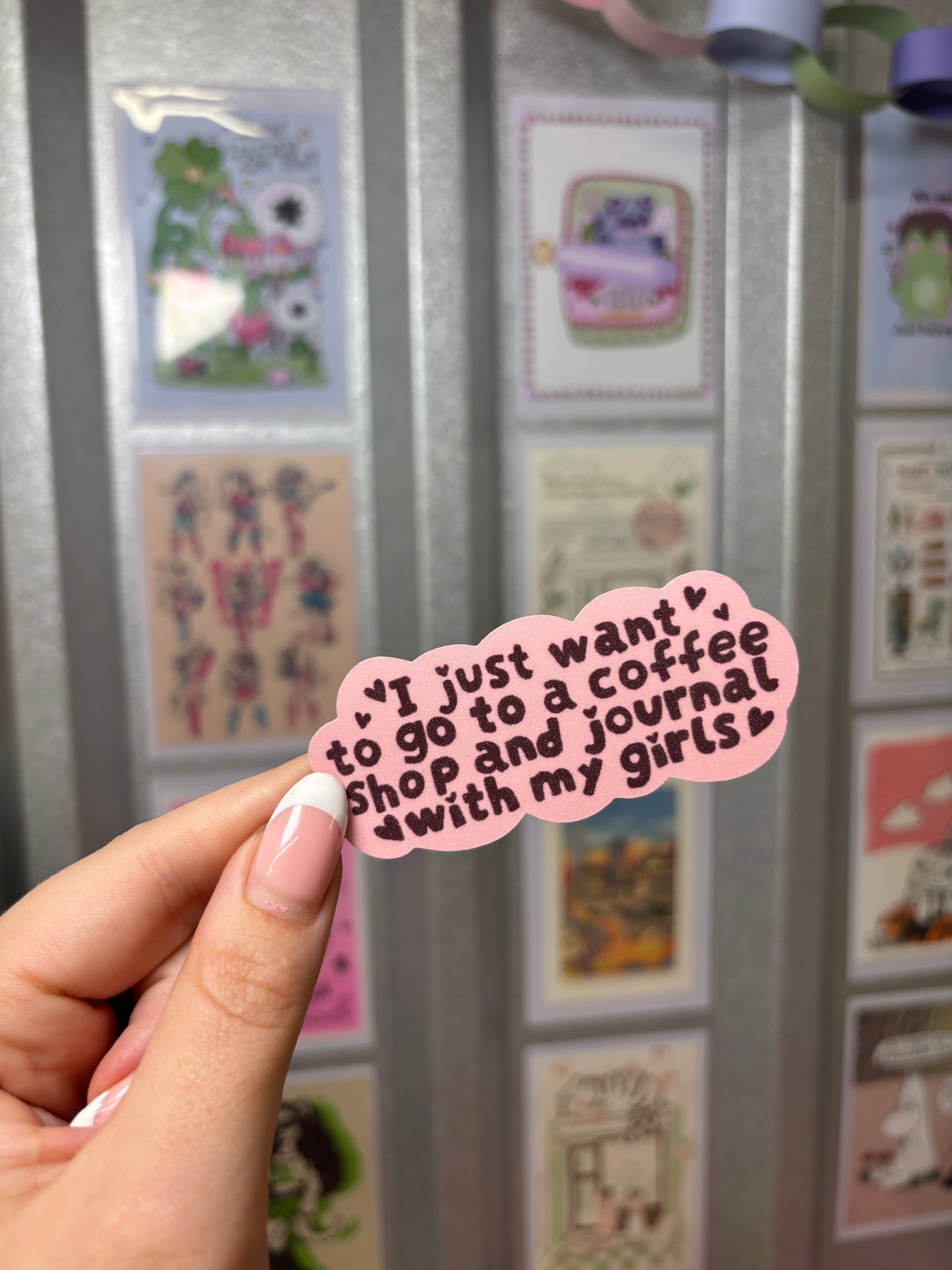 Coffee & Journal Die Cut Glitter Sticker