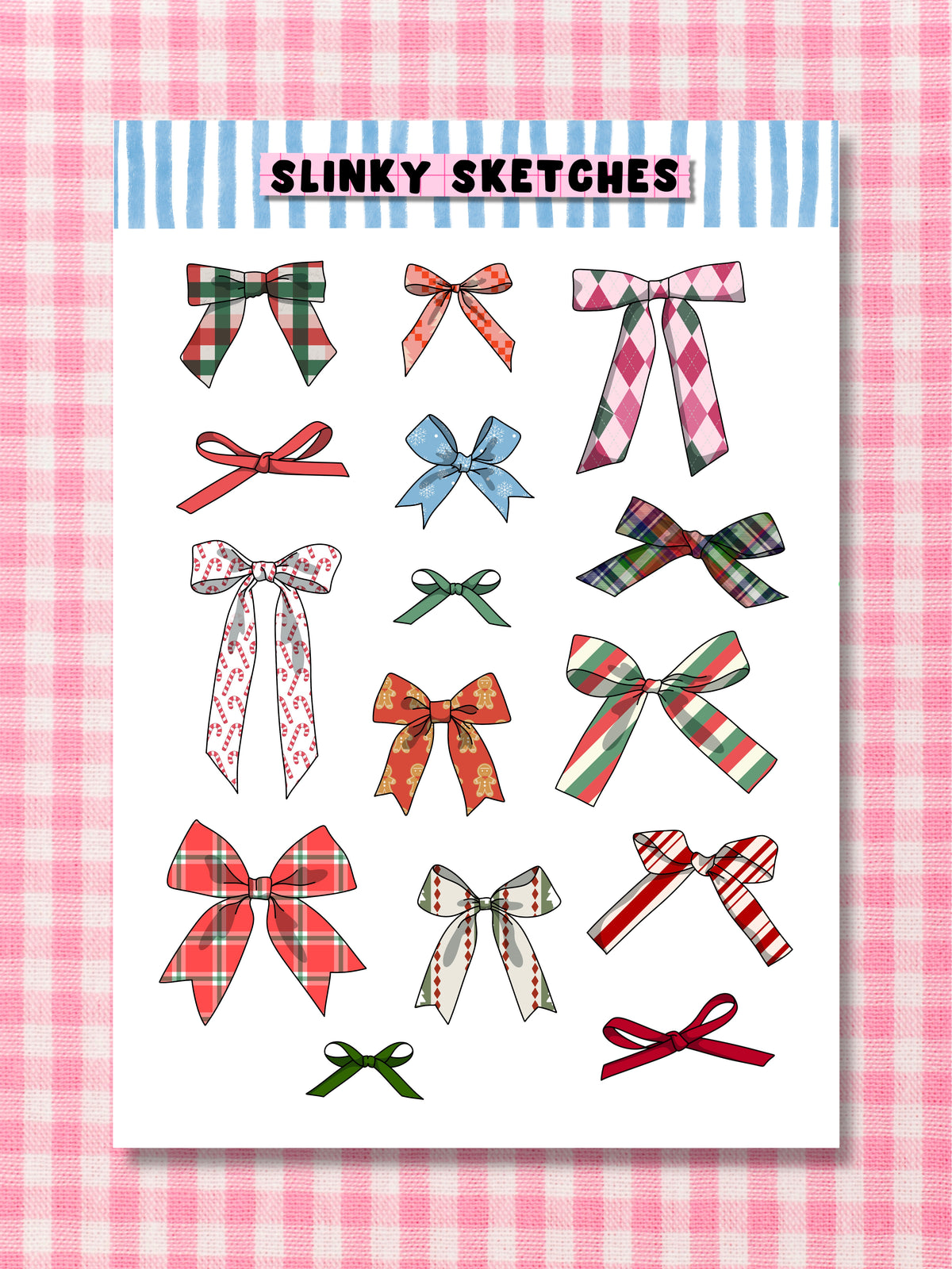 Festive Bows A6 Sticker Sheet