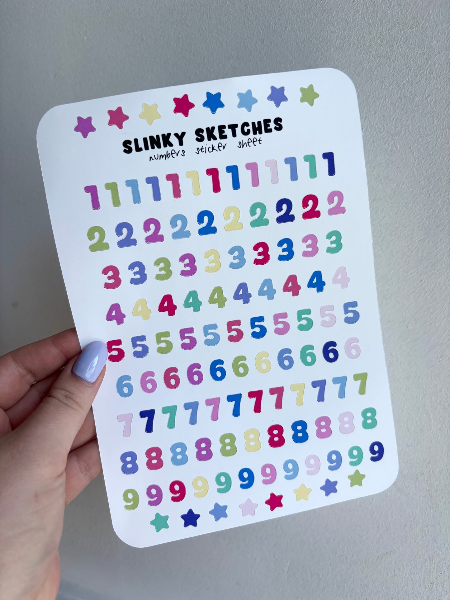 Numbers A5 Sticker Sheet