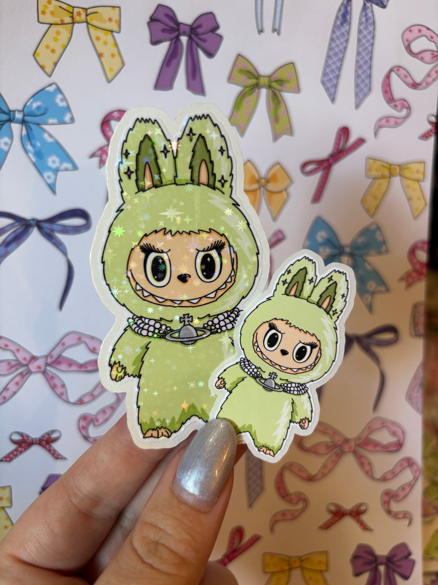 Green Furry Easy Peel Sticker