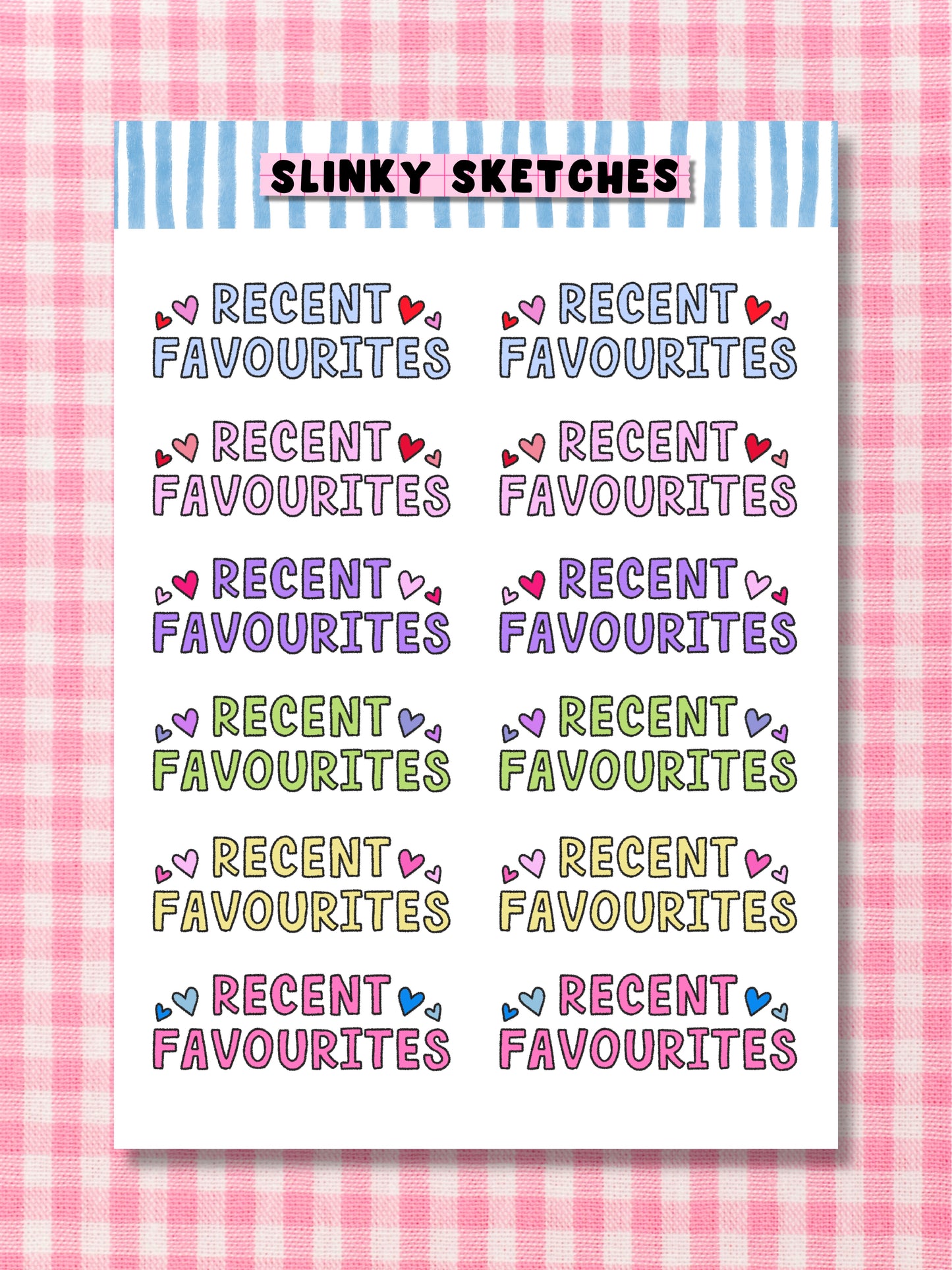 Recent Favourites Sticker Sheet