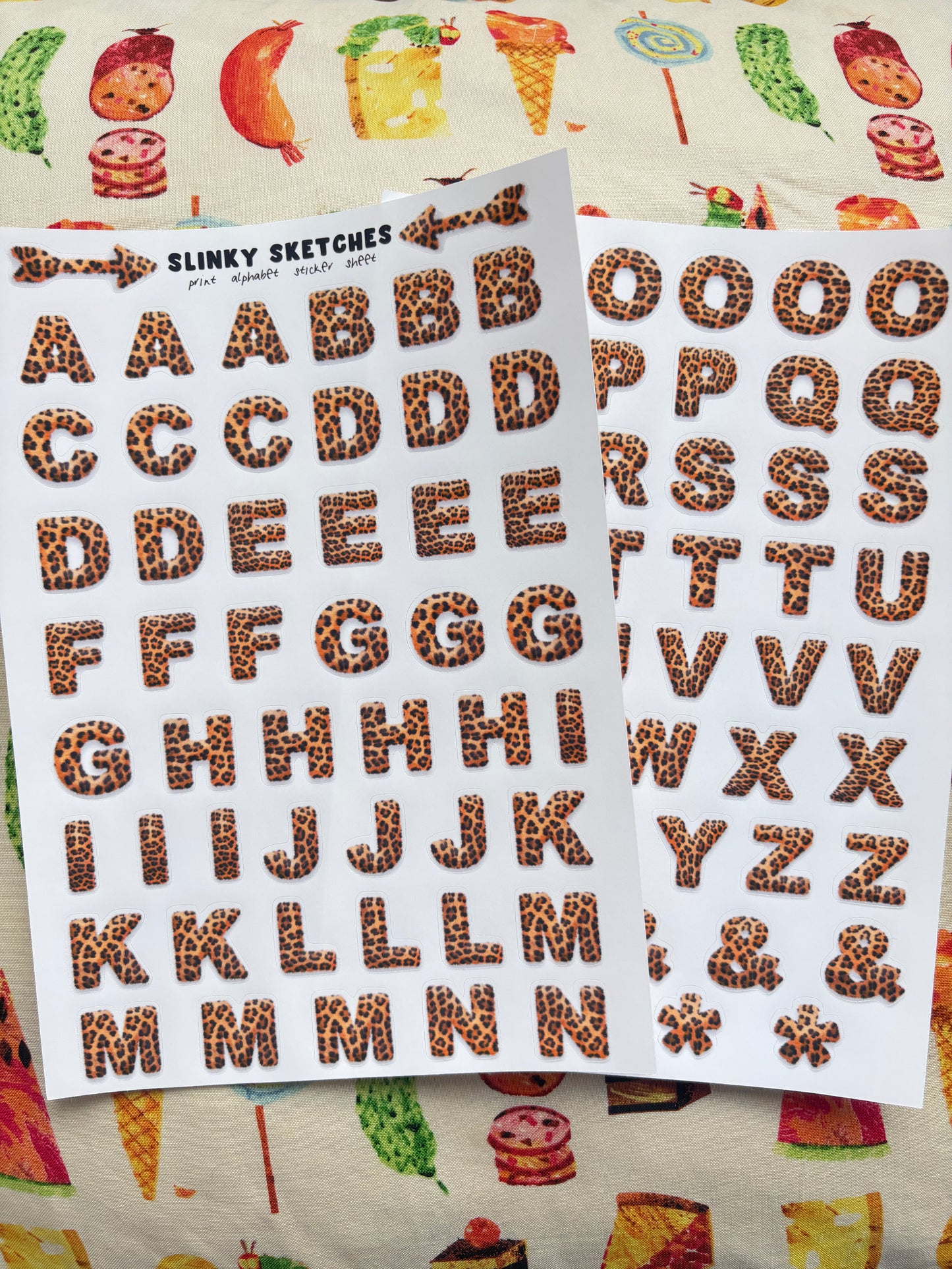 Brown Leopard Alphabet Sticker Sheet (2 sheets)