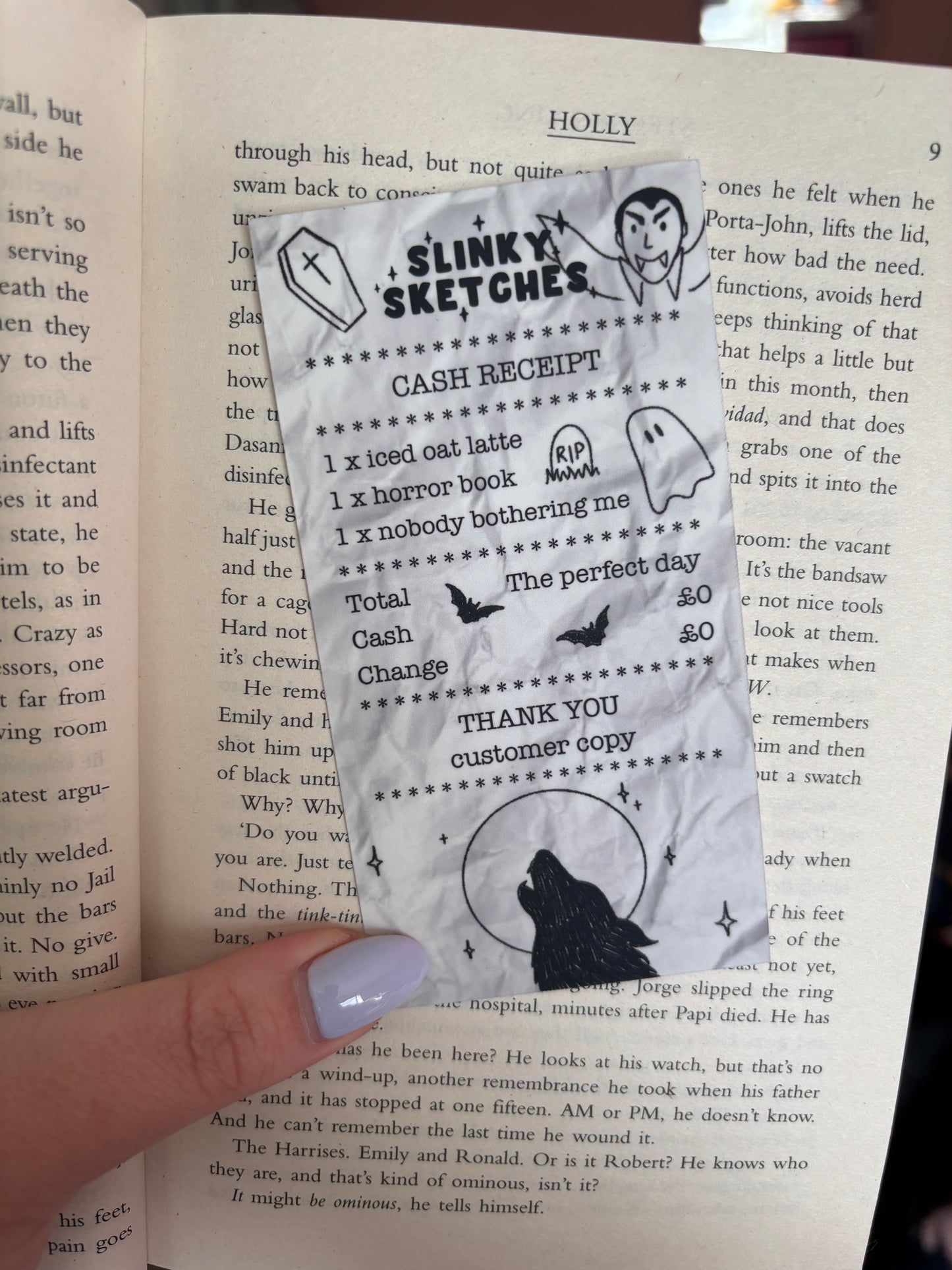 Receipt for Horror Book Die Cut Bookmark