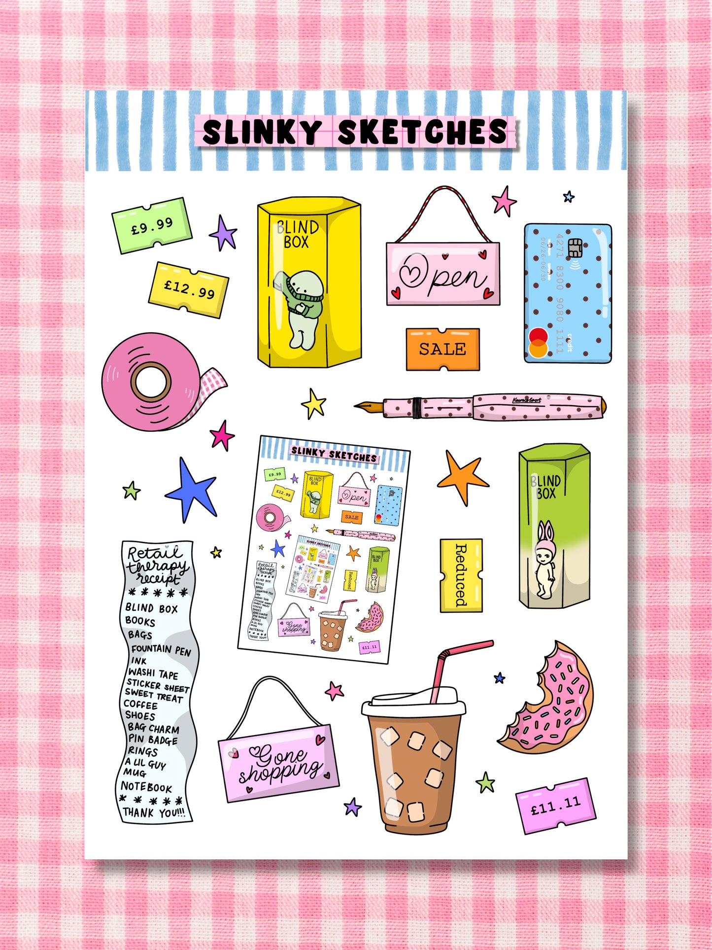 Shopping Trip A6 Sticker Sheet