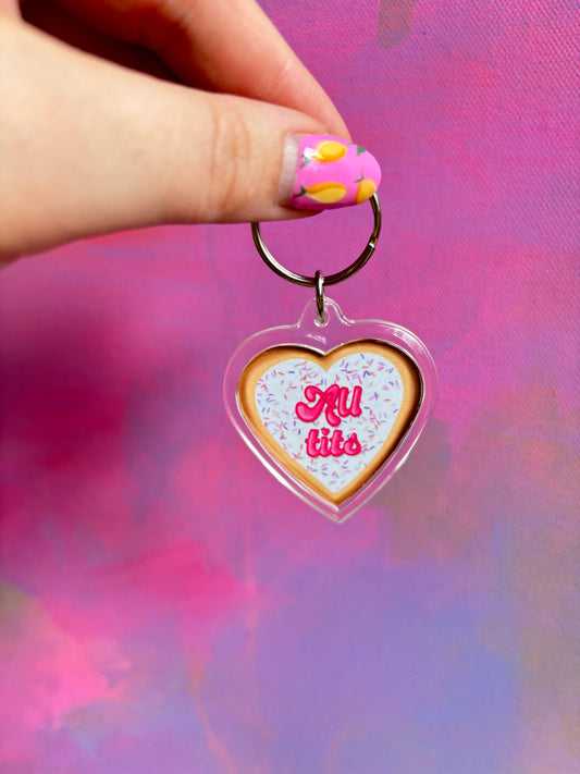 All Tits, No Brains Cookie Keyring