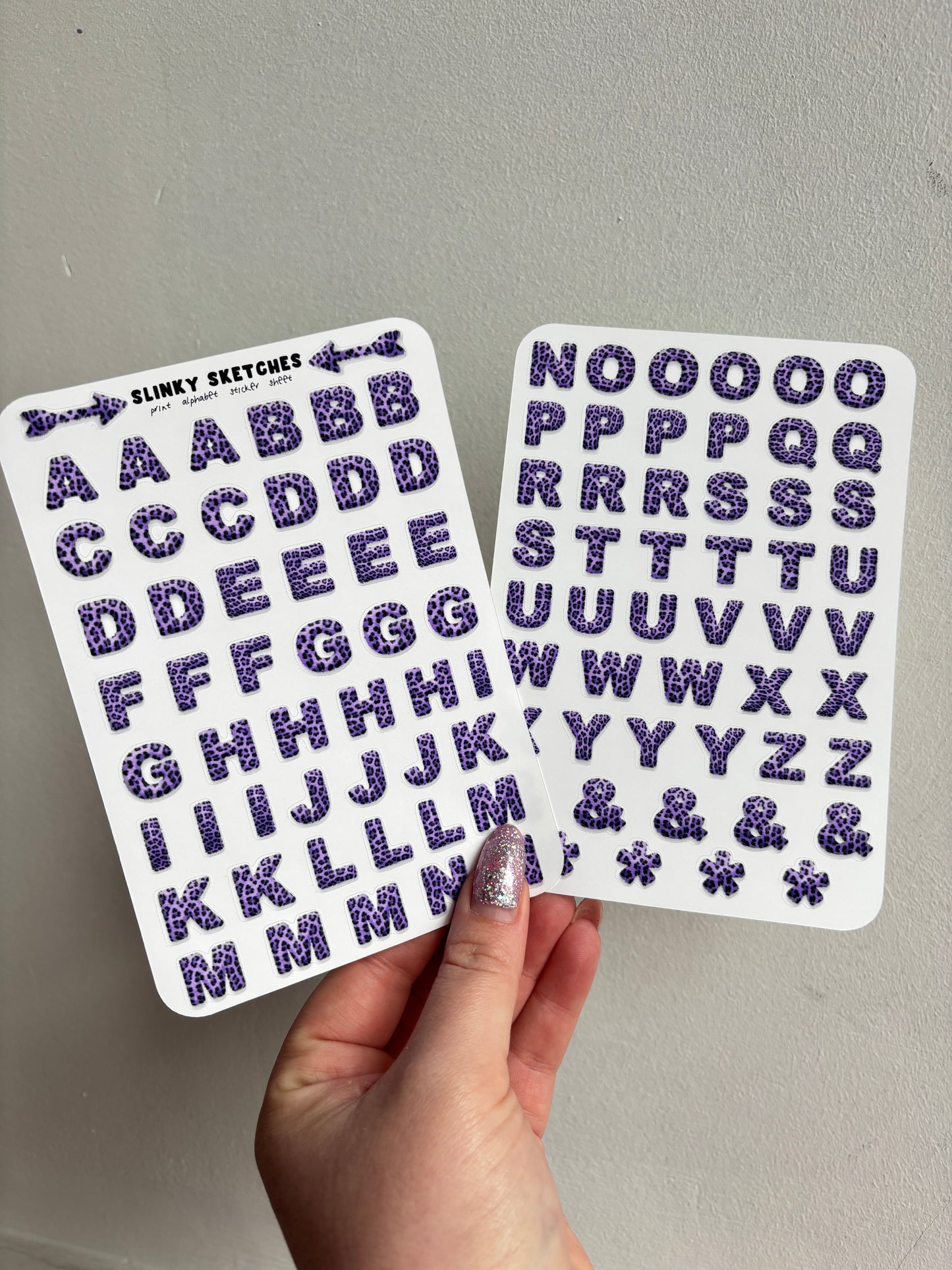 Purple Leopard Alphabet Sticker Sheet (2 sheets)