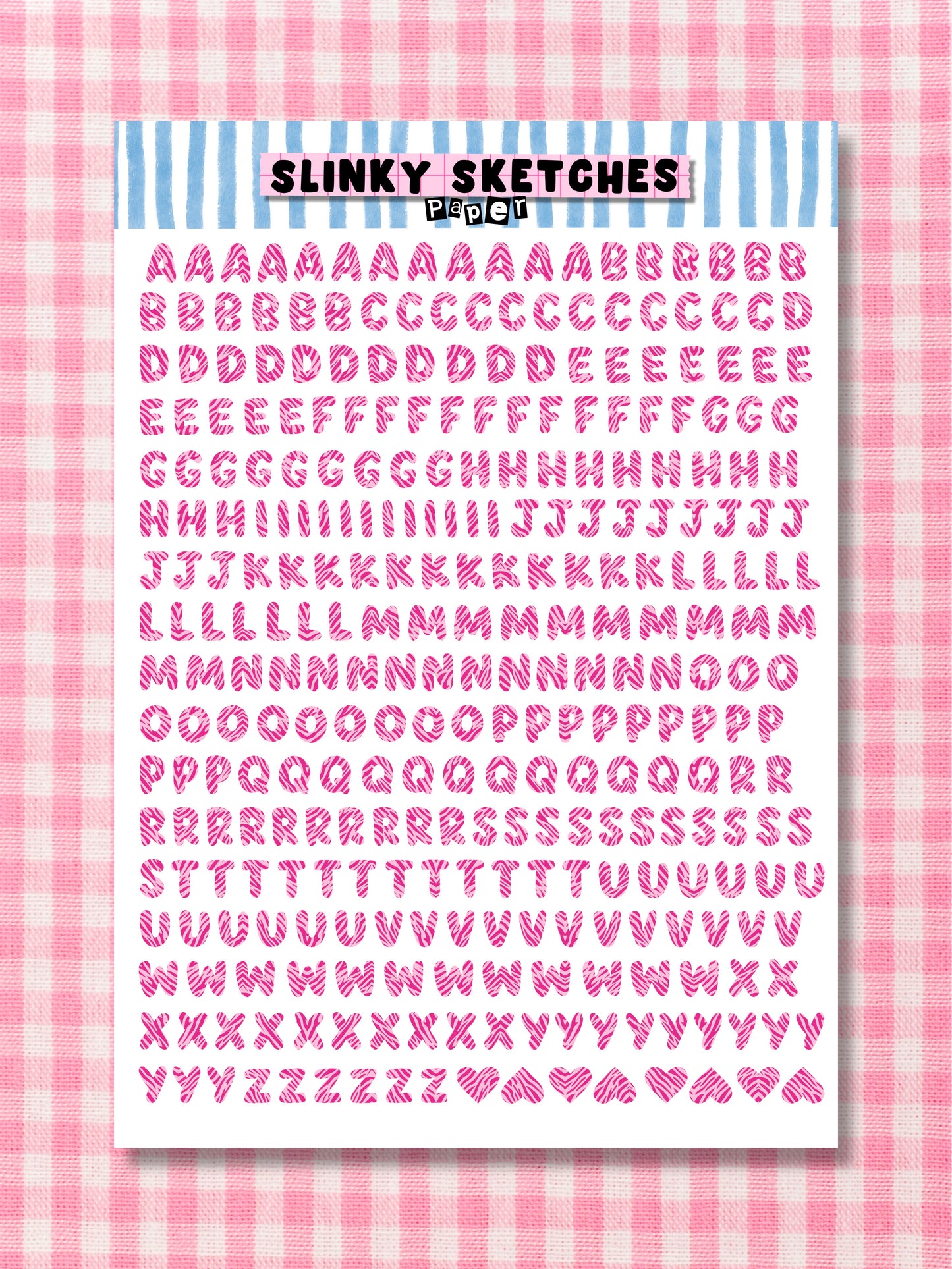 A5 Paper Pink Zebra Lettering Sticker Sheet