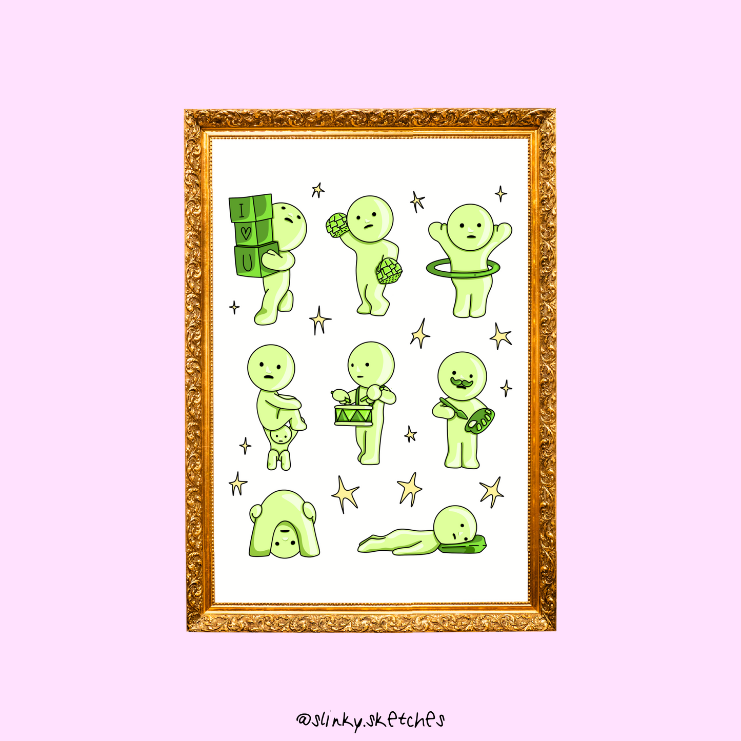 Green Guys A5 Art Print