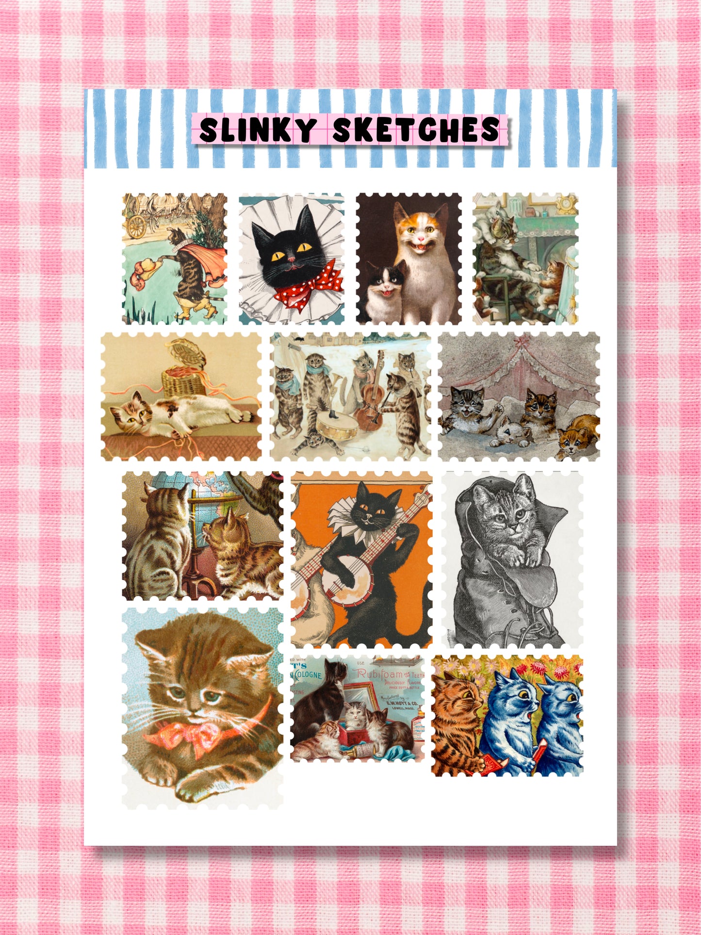 Cat Stamps A6 Sticker Sheet