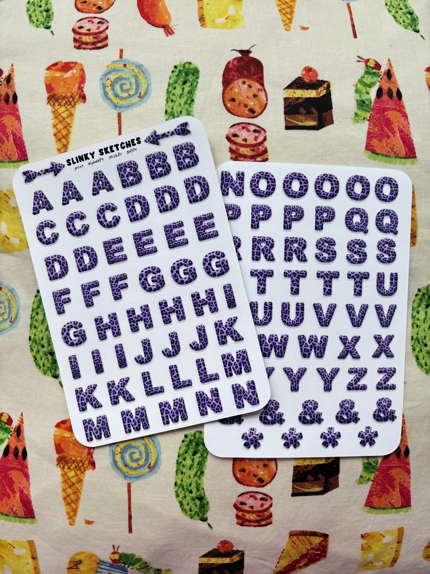 Purple Leopard Alphabet Sticker Sheet (2 sheets)