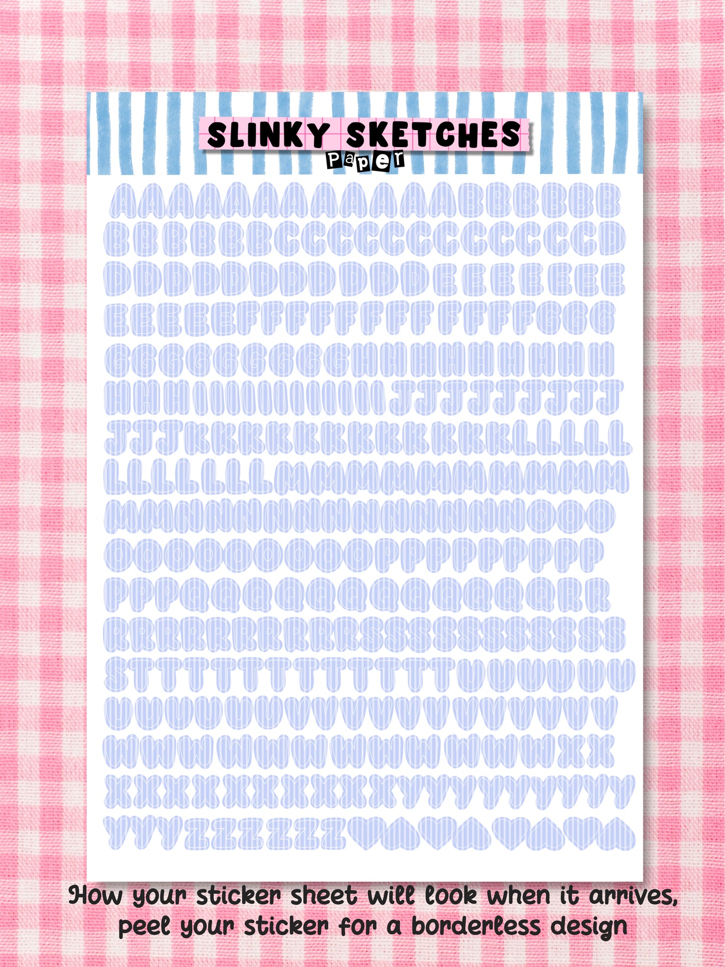 A5 Paper Blue Stripe Lettering Sticker Sheet
