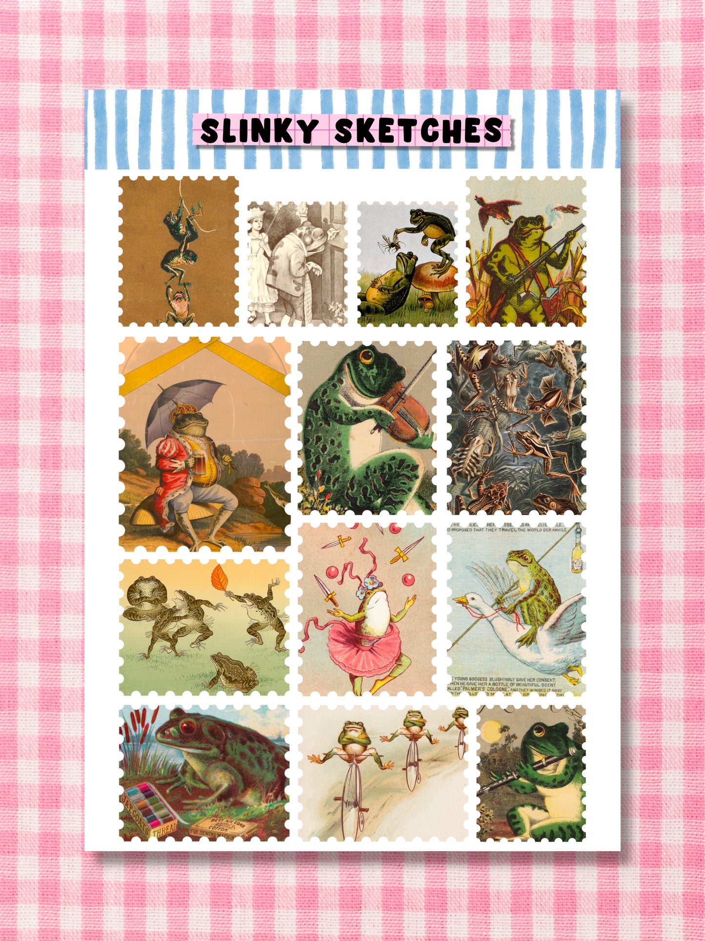 Frog Stamps A6 Sticker Sheet