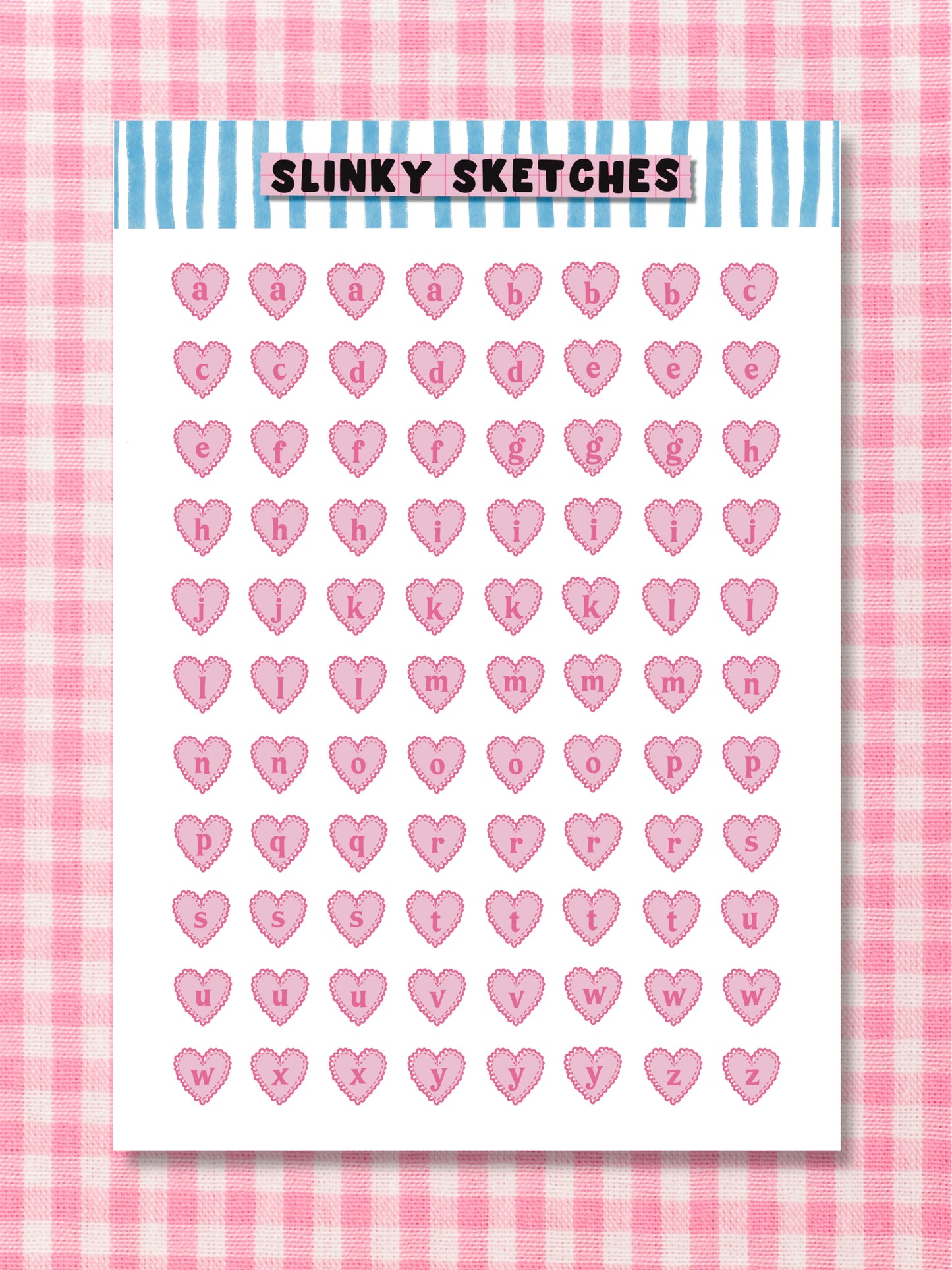 A5 Heart Lettering Sticker Sheet