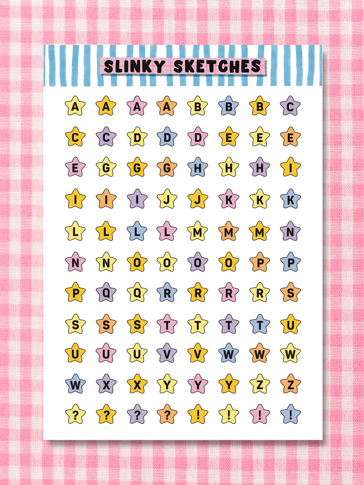 A5 Stars Lettering Sticker Sheet