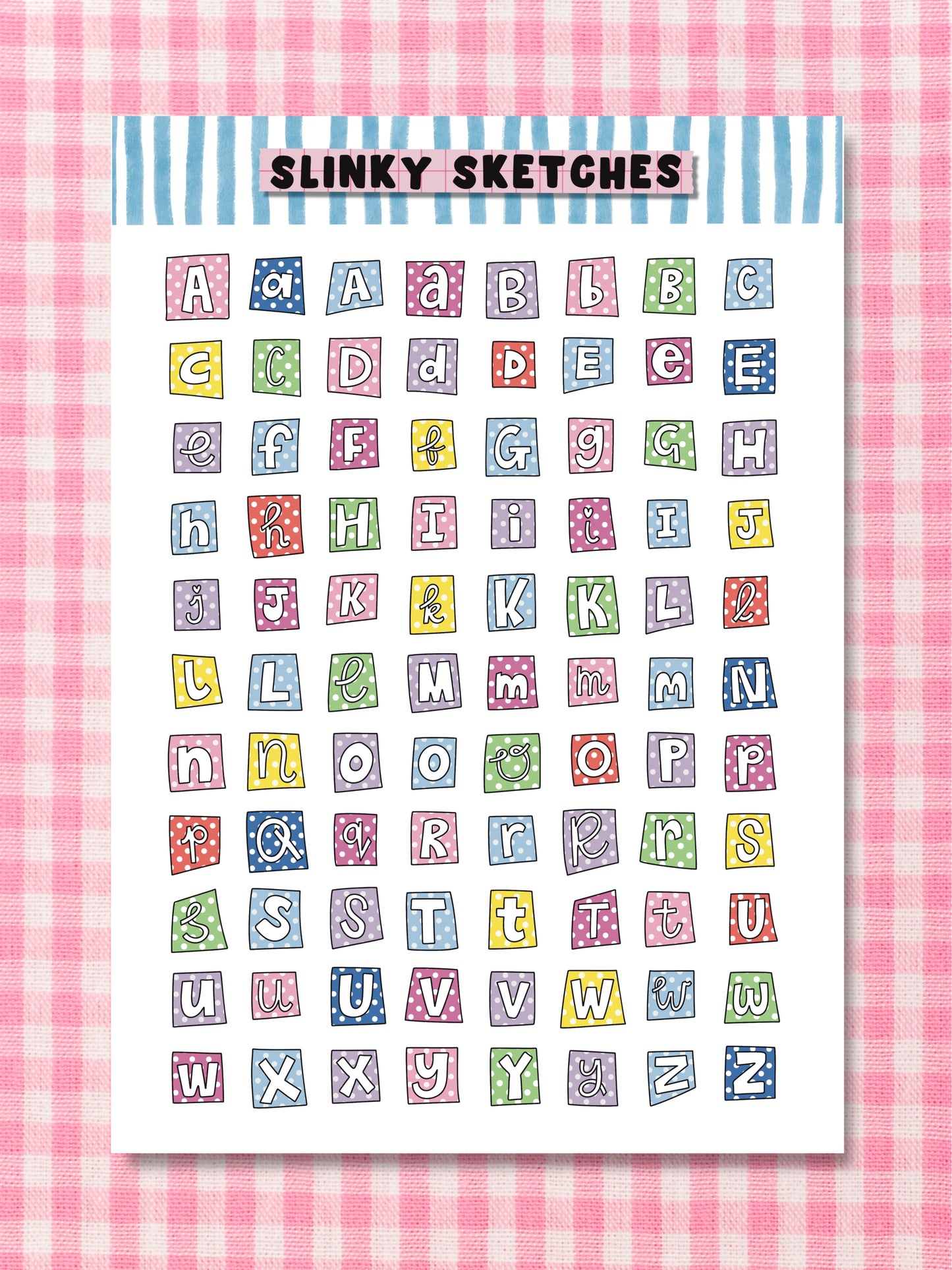 A5 Polkadot Lettering Sticker Sheet