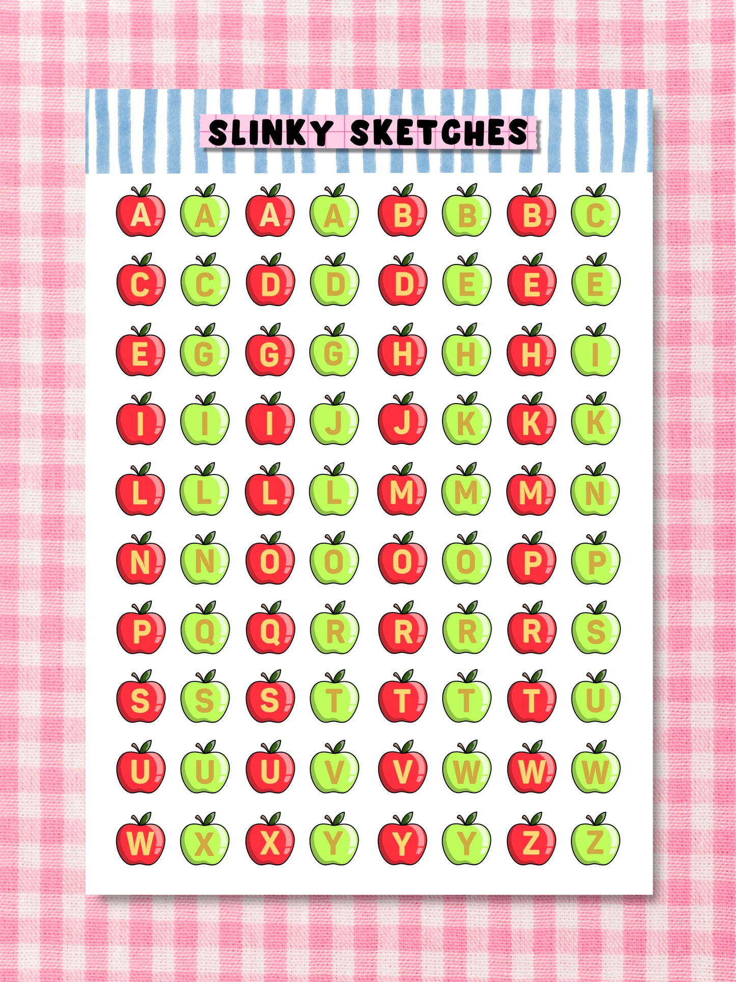 A5 Apples Lettering Sticker Sheet