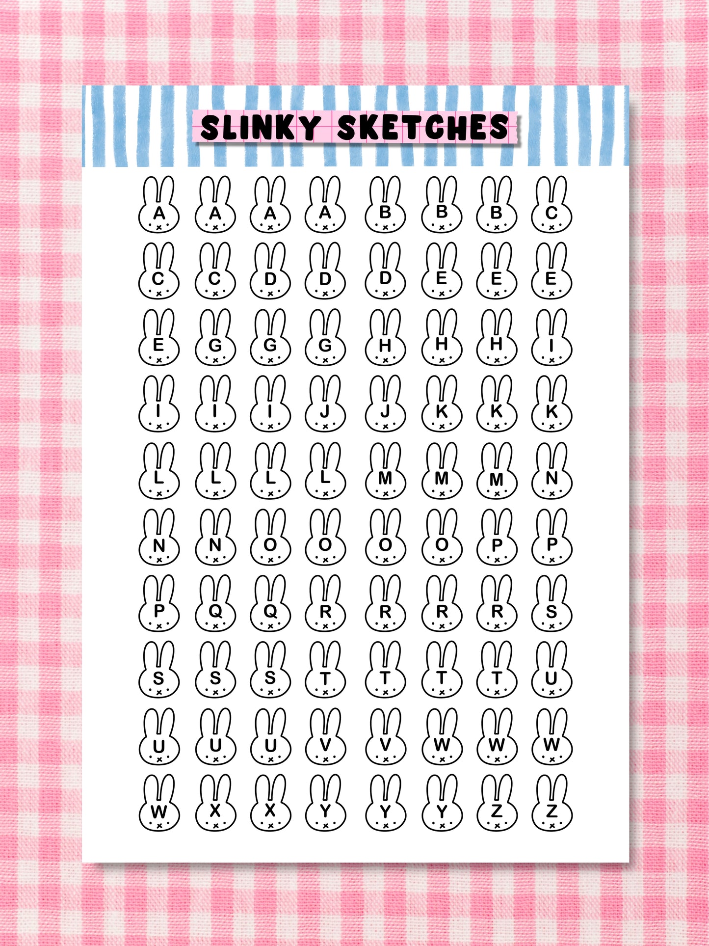 A5 Rabbit Lettering Sticker Sheet