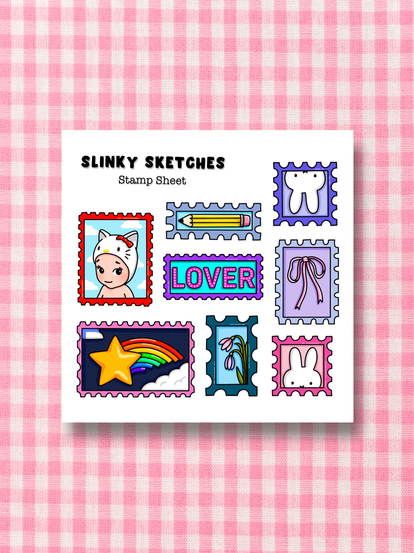 9cmx9cm Stamps Sticker Sheet