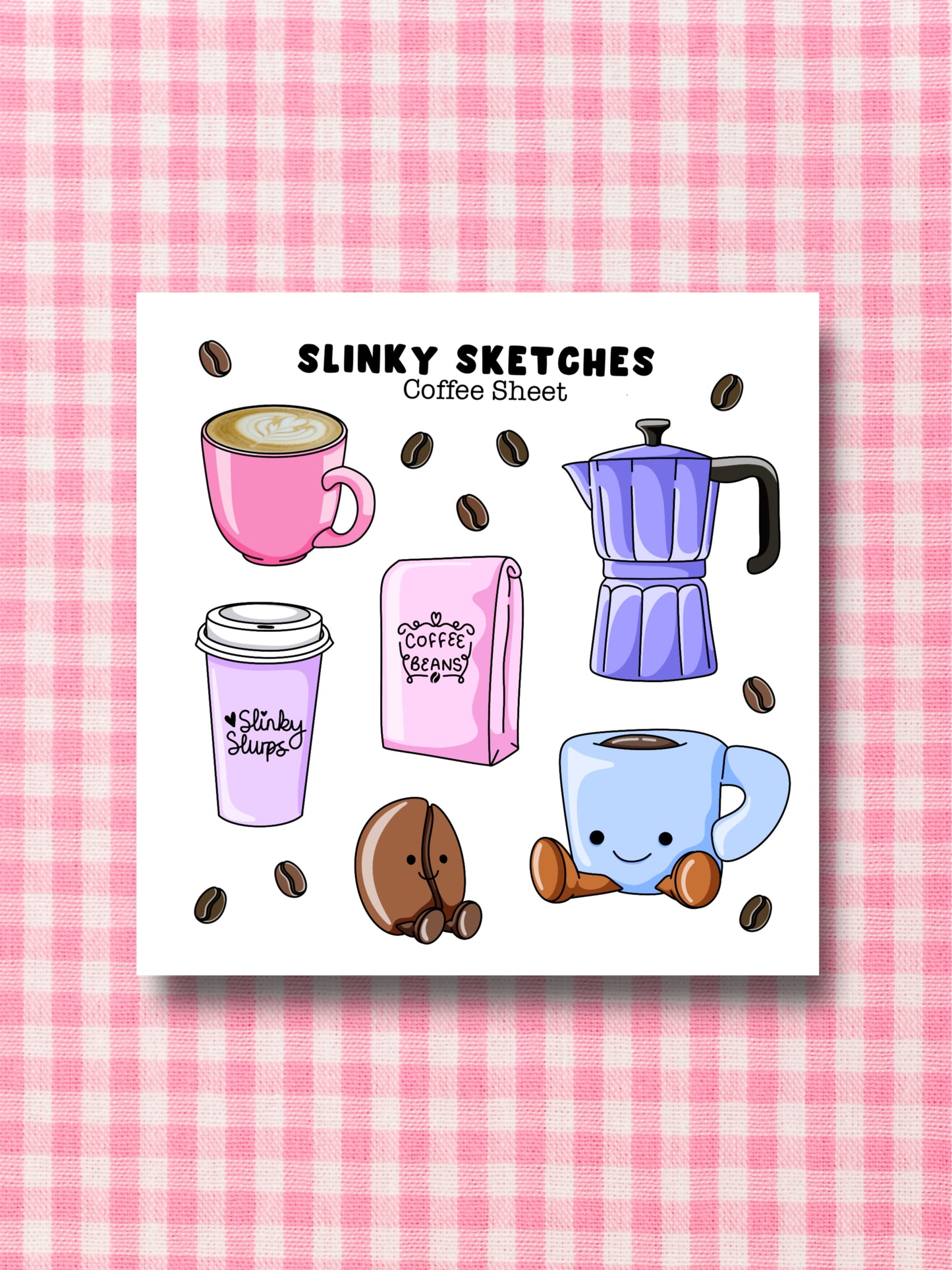 9cmx9cm Coffee Sticker Sheet