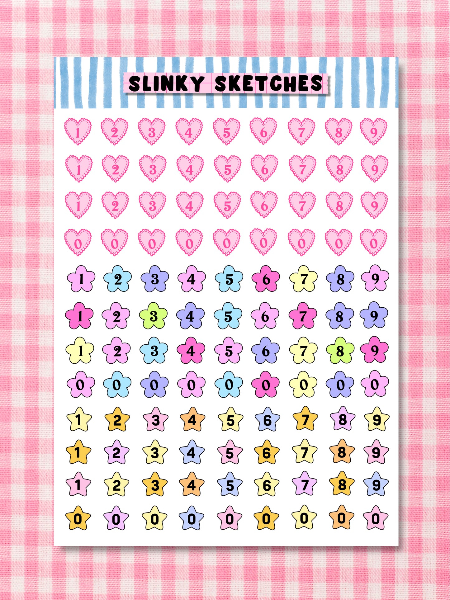 A5 Number Sticker Sheet