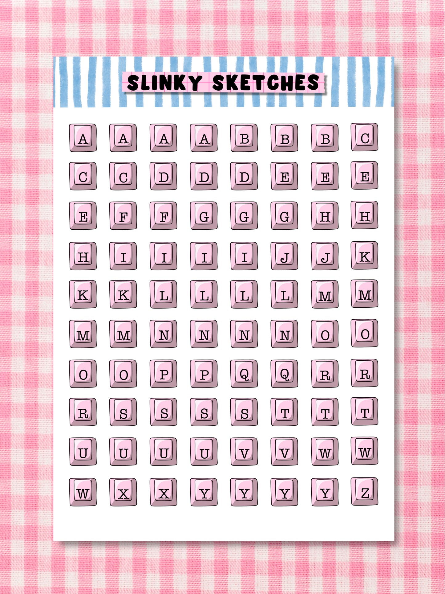 A5 Computer Keys Lettering Sticker Sheet