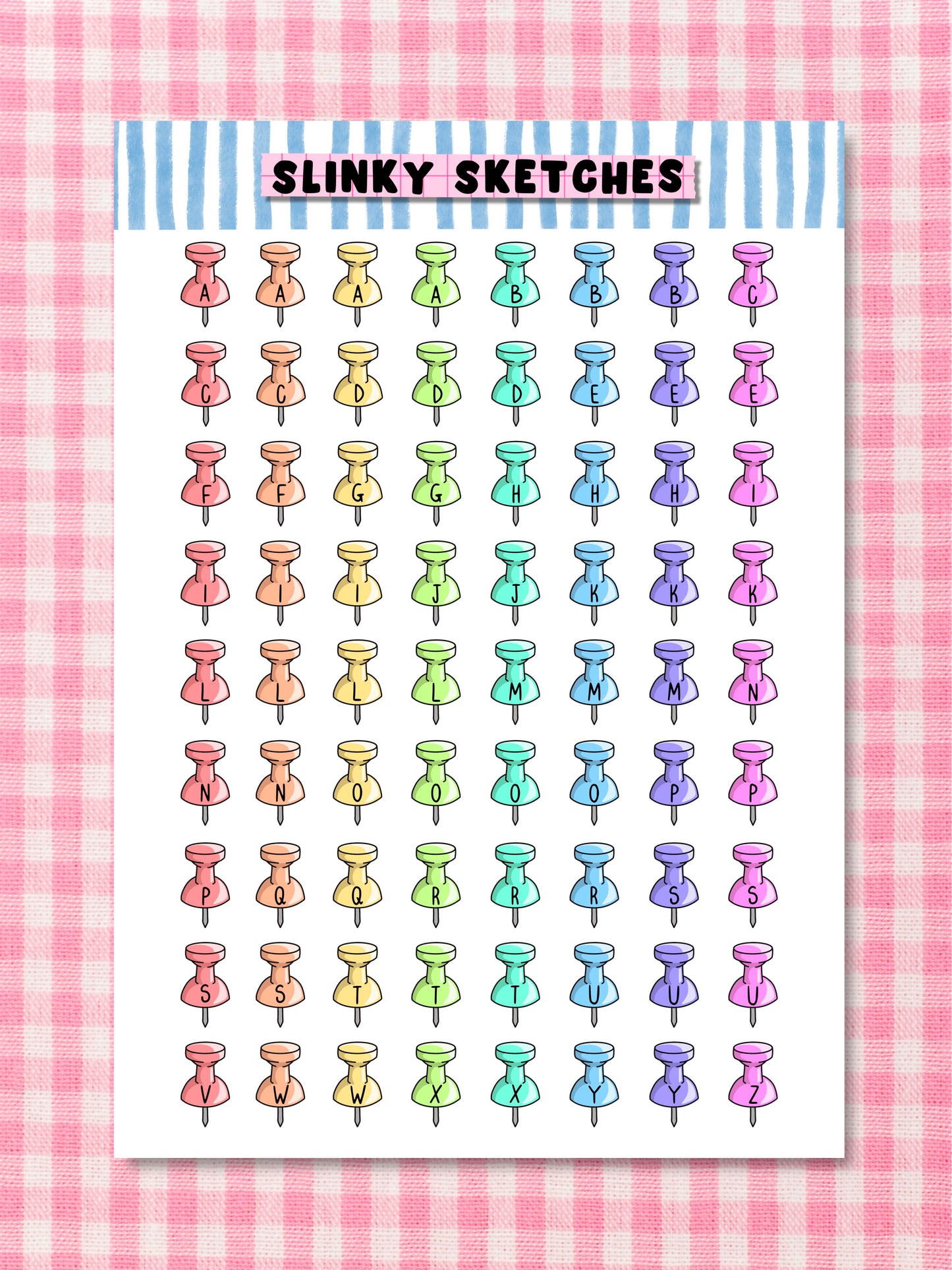 A5 Pins Lettering Sticker Sheet