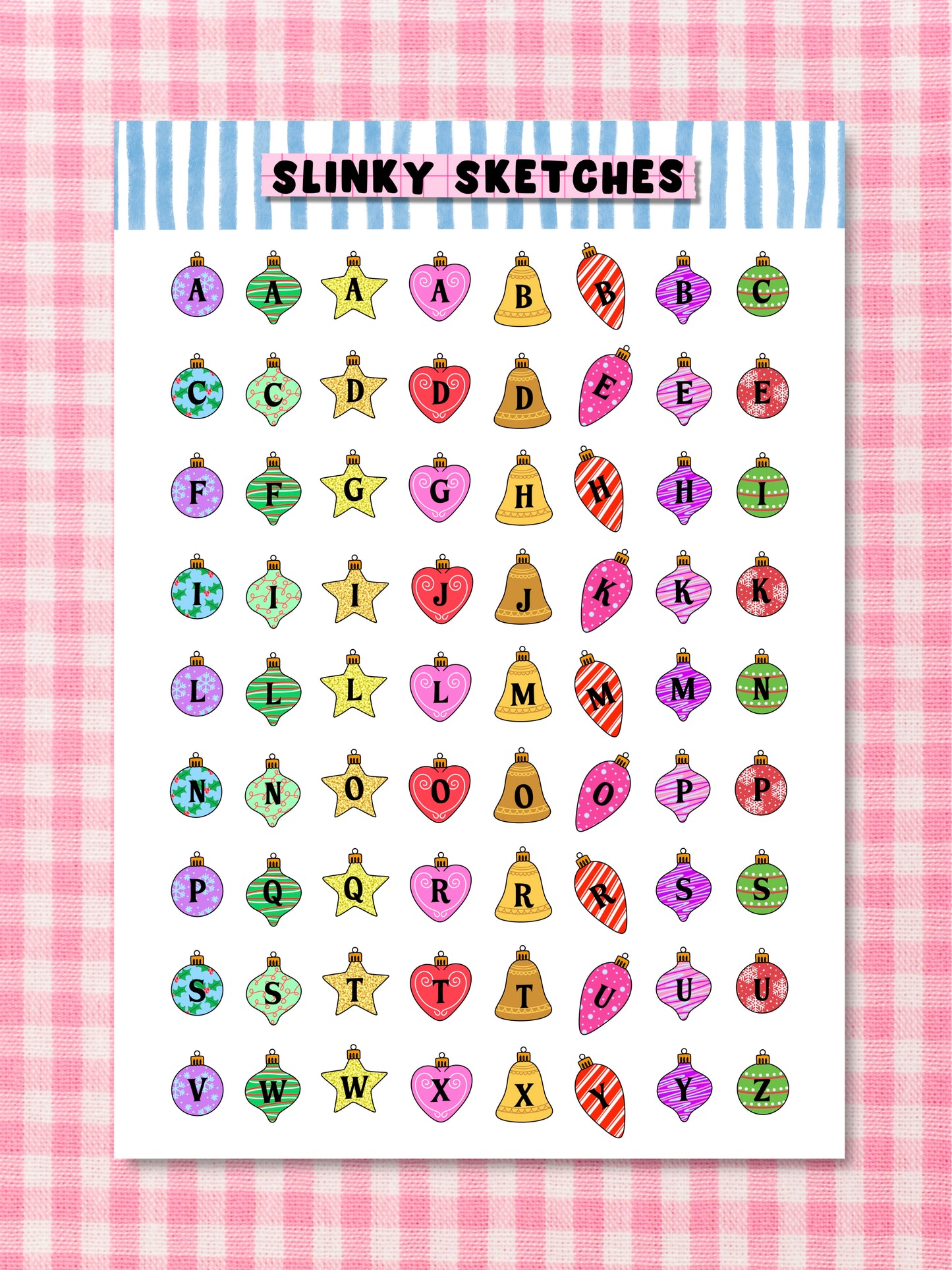 A5 Baubles Lettering Sticker Sheet