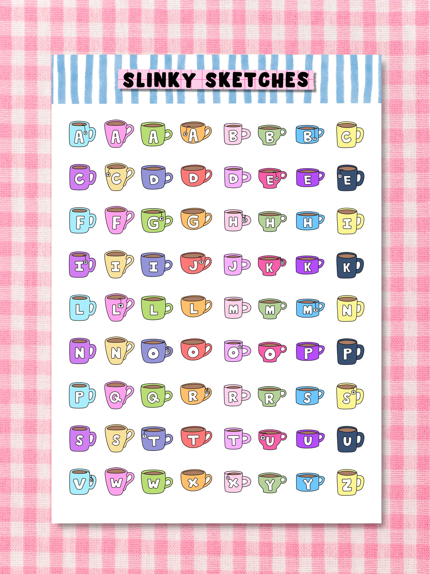 A5 Mugs Lettering Sticker Sheet