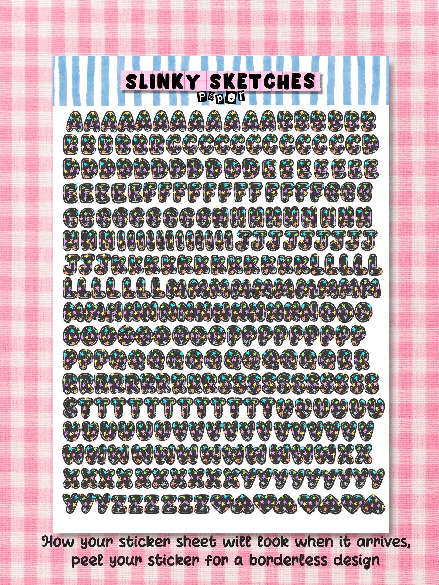 A5 Paper Star Lettering Sticker Sheet