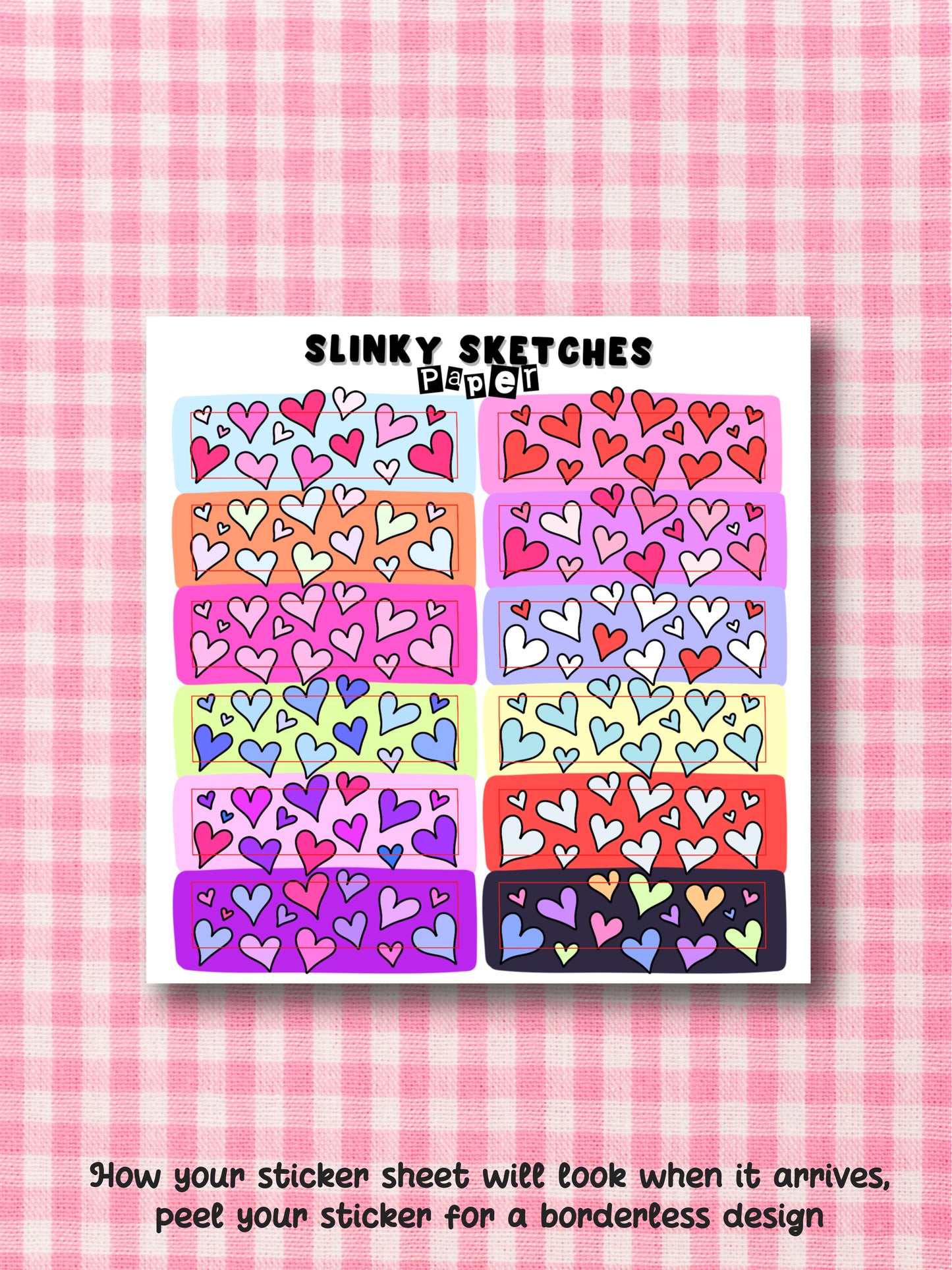 9cmx9cm Paper Tape Hearts Sticker Sheet