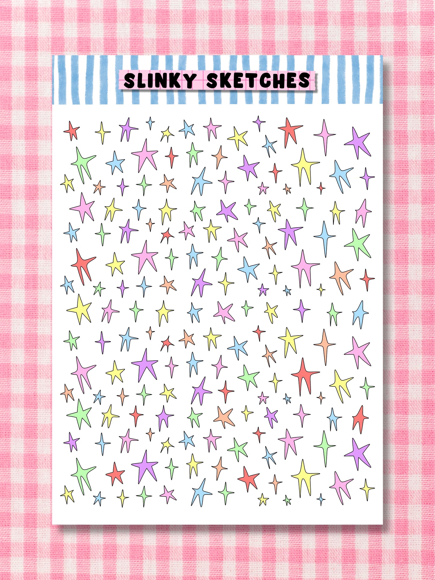 Multicolour Sparkles A6 Sticker Sheet