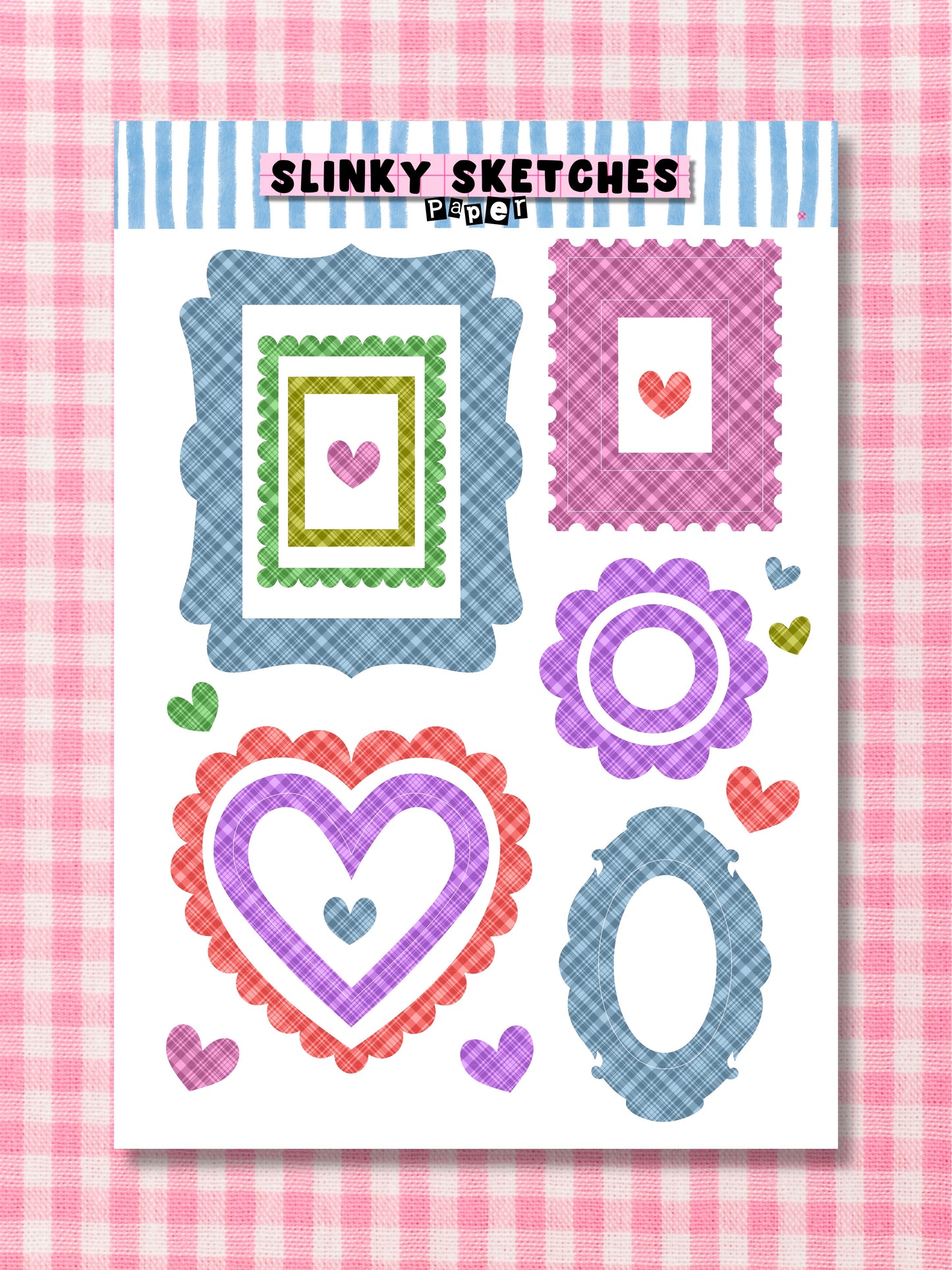 A5 Paper Tartan Frame Sticker Sheet