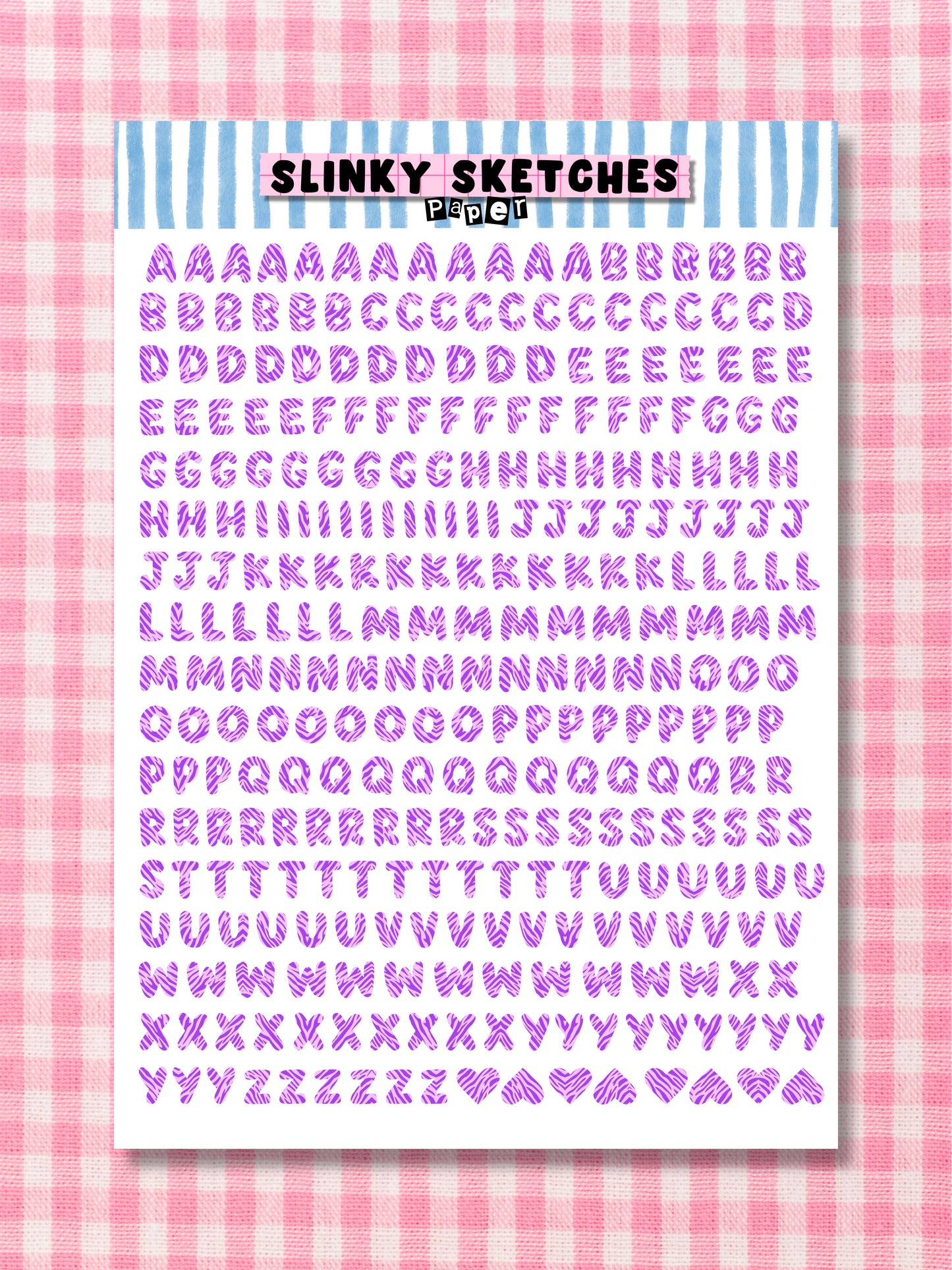 A5 Paper Purple Zebra Lettering Sticker Sheet