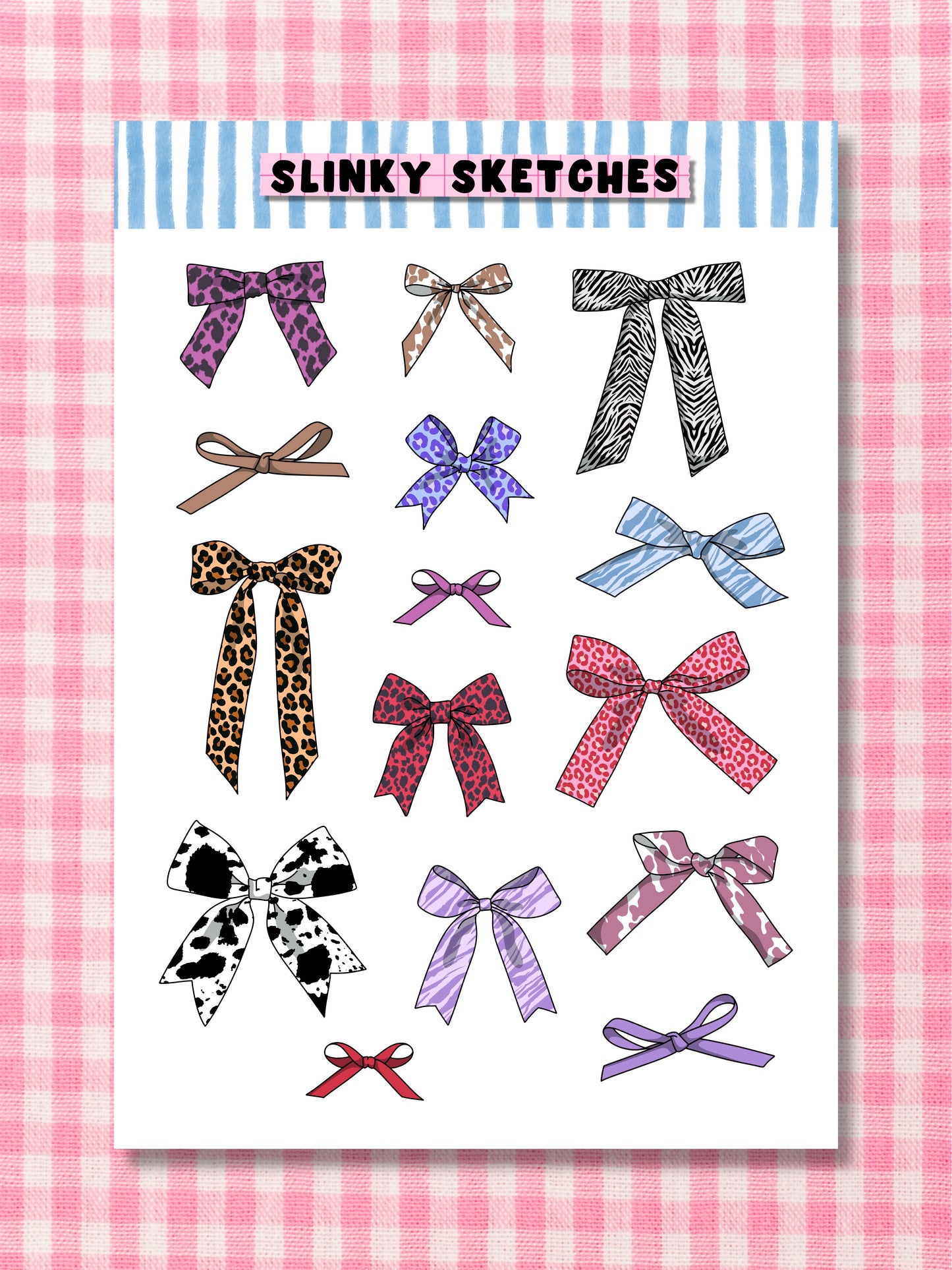 Animal Print Bow A6 Sticker Sheet