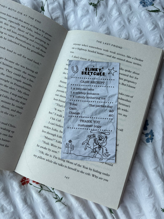 Receipt for Cowboy Romance Book Bookmark