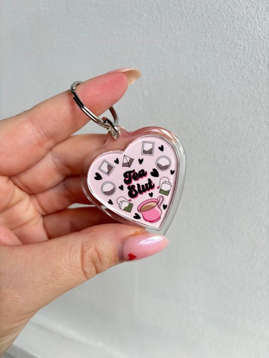 Tea Slut HEART Keyring