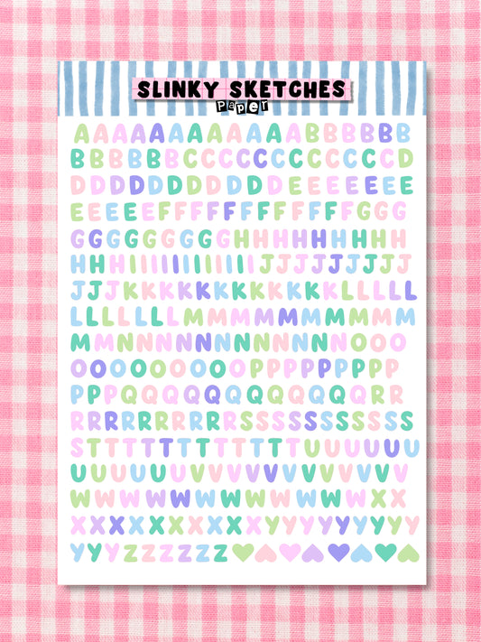 A5 Paper Pastel 2 Lettering Sticker Sheet