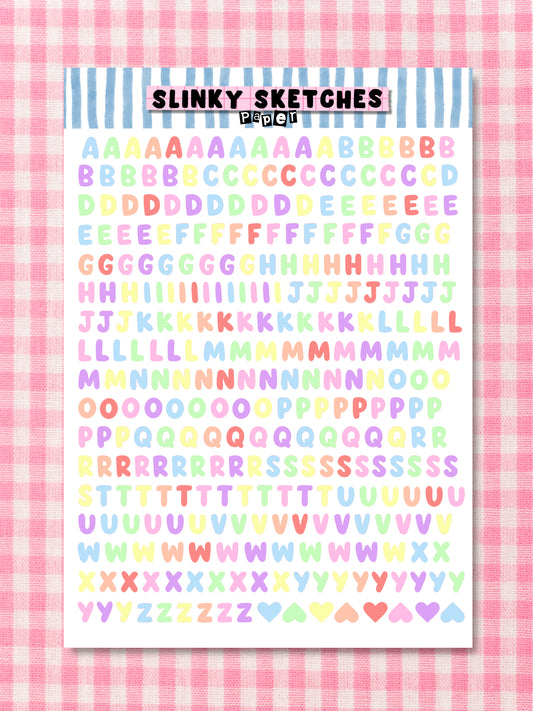 A5 Paper Pastel 1 Lettering Sticker Sheet
