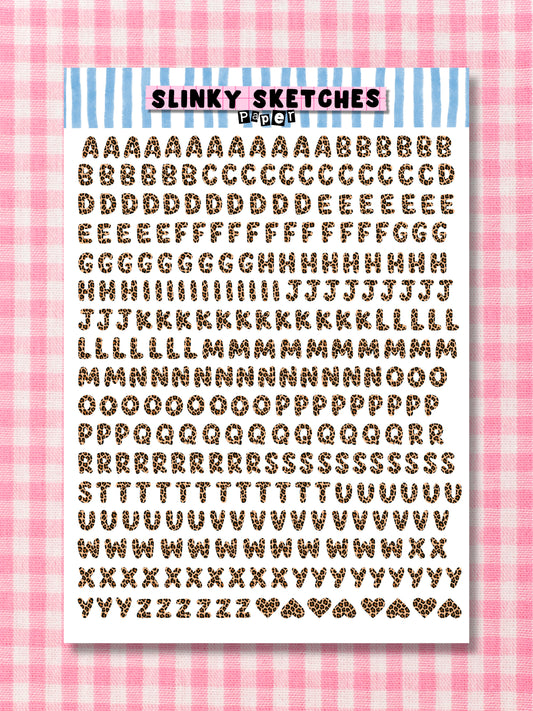 A5 Paper Brown Leopard Lettering Sticker Sheet