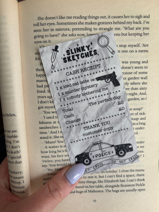 Receipt for Murder Mystery Book Die Cut Bookmark