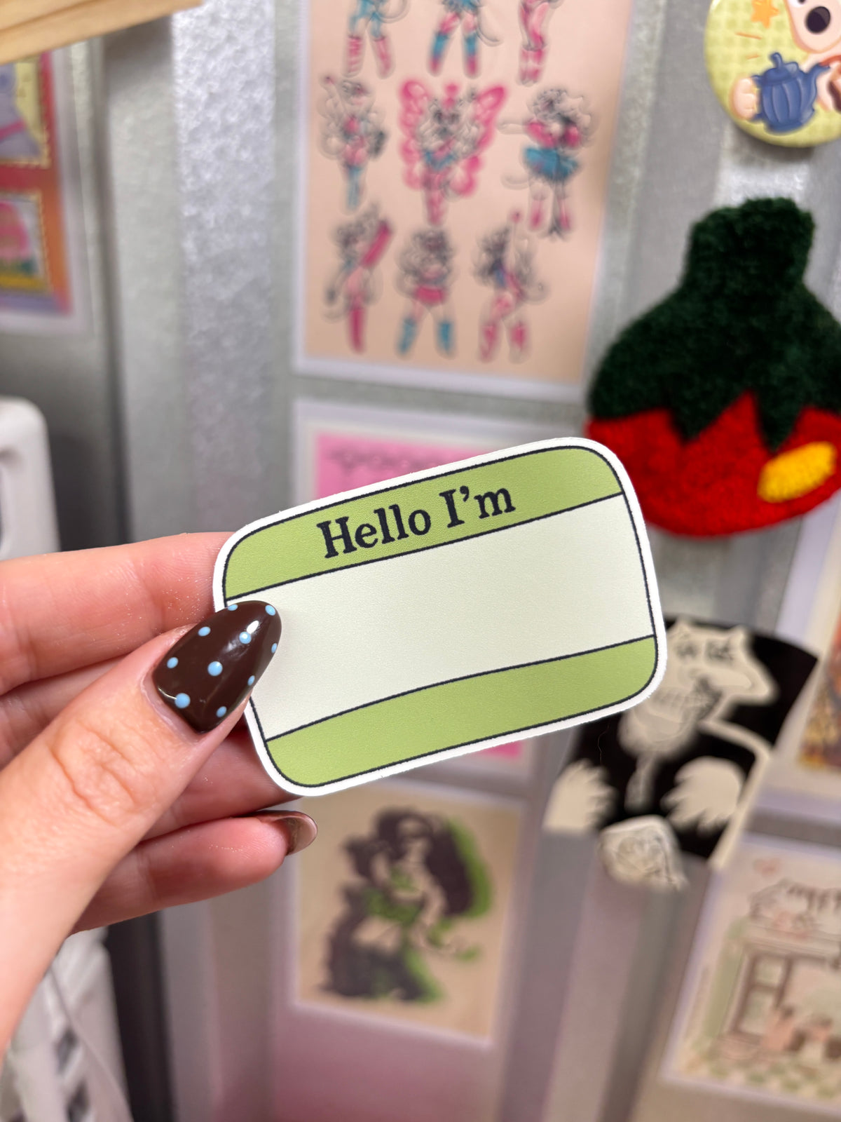 Hello Green Die Cut Matte Sticker