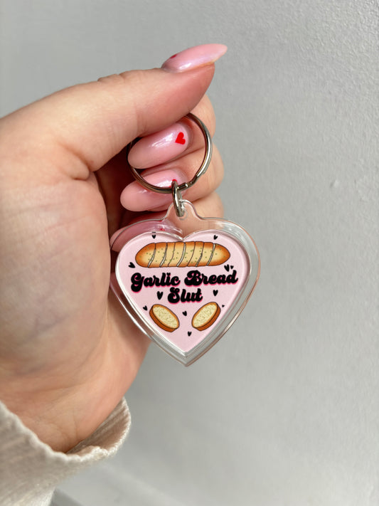 Garlic Bread Slut HEART Keyring