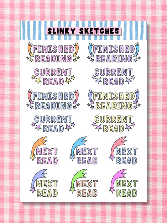 Finished / Next Read A6 Sticker Sheet
