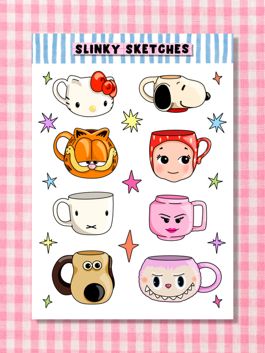 Mugs A6 Sticker Sheet