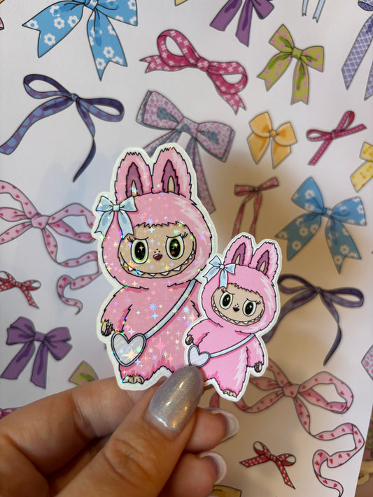 Pink Furry Easy Peel Sticker